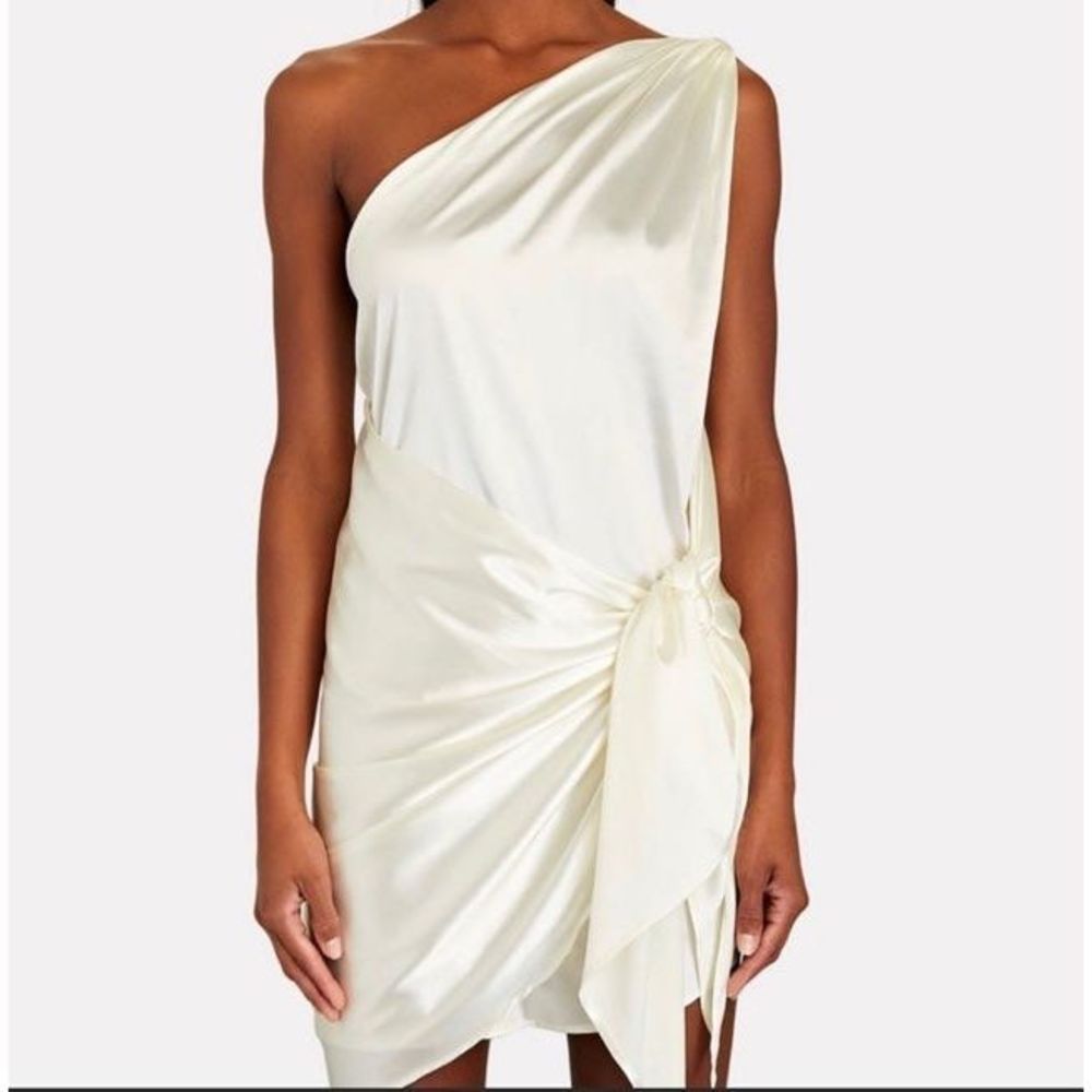 BAOBAB MAREA SATIN ONE-SHOULDER MINI DRESS IN IVORY